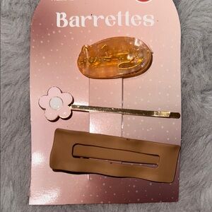 Cute Hair Barrettes Set in Pink, Gold, and Brown